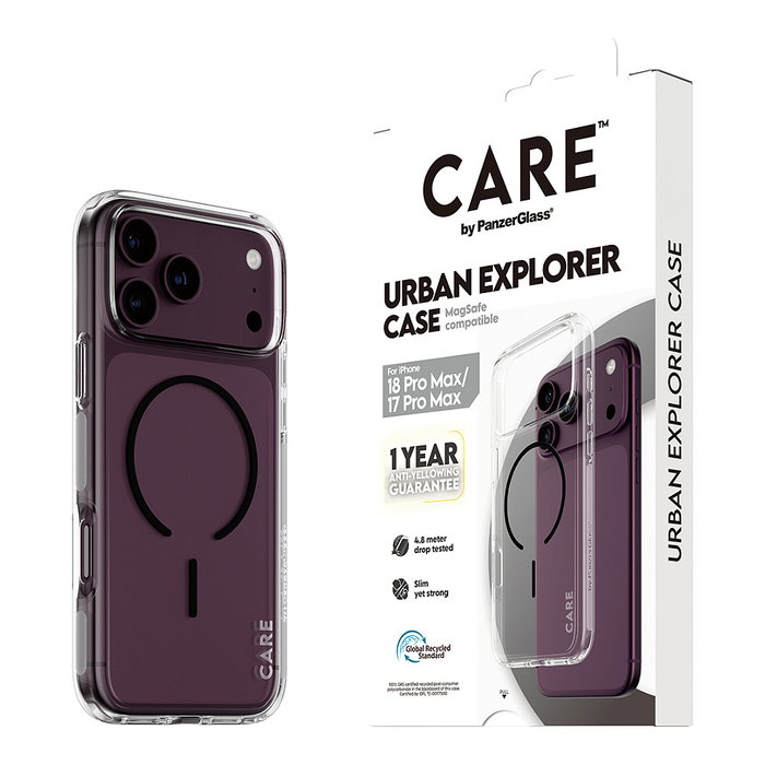 PanzerGlass CARE by PanzerGlass Urban Explorer Case Transparente Negro MagSafe para iPhone 17 Pro Max
