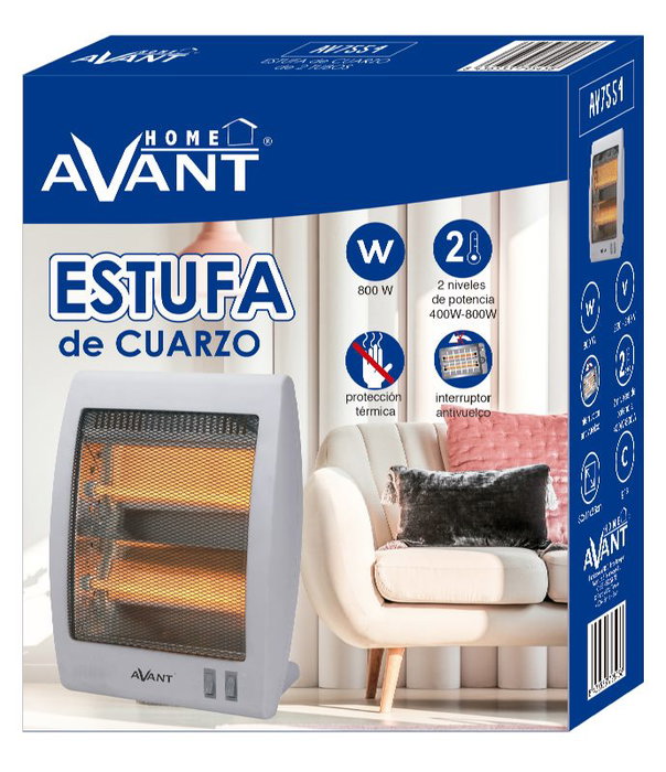 AVANT Estufa de Cuarzo, Calefactor Eléctrico con 2 Tubos, 800W
