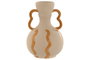 DKD Home Decor Jarrón de Porcelana con Asas Mostaza y Crema 13x13x19 cm