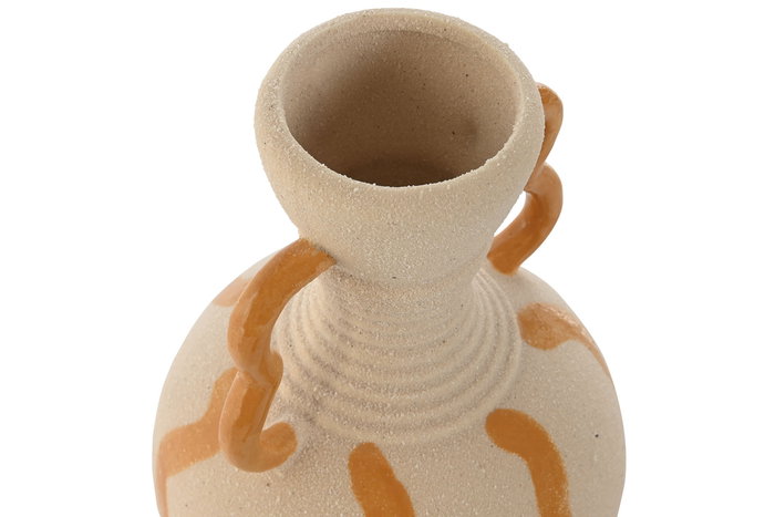 DKD Home Decor Jarrón Moderno Mostaza Crema Porcelana 13 x 19 x 13 cm (6 Unidades)