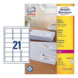AVERY Zweckform L7160-100 Etiquetas de dirección blancas 63,5 x 38,1 mm