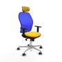 PIQUERAS Y CRESPO Silla de oficina Jorquera, Sincro, Similpiel Amarillo y Malla Azul