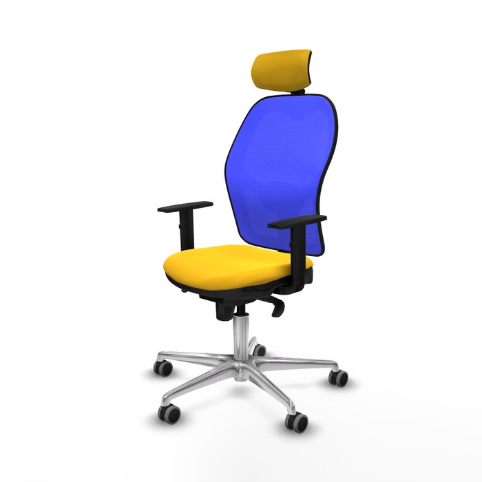 PIQUERAS Y CRESPO Silla de oficina Jorquera, Sincro, Similpiel Amarillo y Malla Azul PIQUERAS Y CRESPO Silla de oficina Jorquera, Sincro, Similpiel Amarillo y Malla Azul