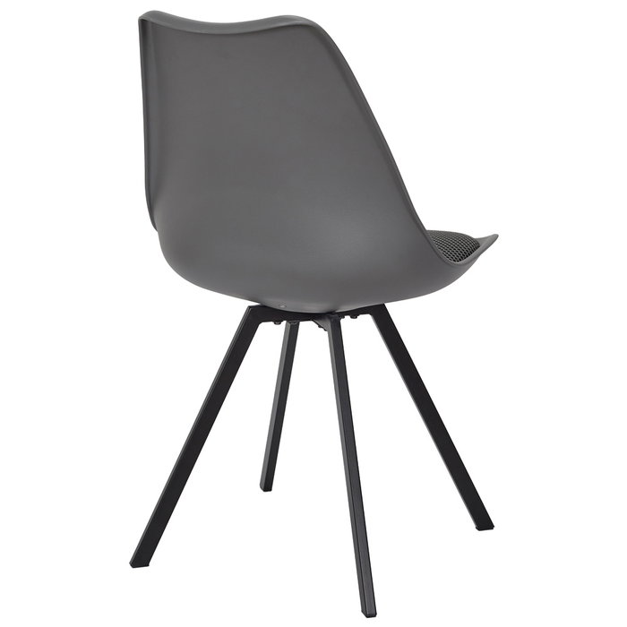 Home Deco Factory Silla Pp Con Cojín Atom Gris Contemporain Polipropileno Metal 52x47x82cm