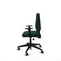 Silla de oficina Elche con mecanismo Asincro tapizada con Similpiel color Verde botella. Equipada con Base piramidal negra, Brazos 1D y Ruedas 65 mm parqué