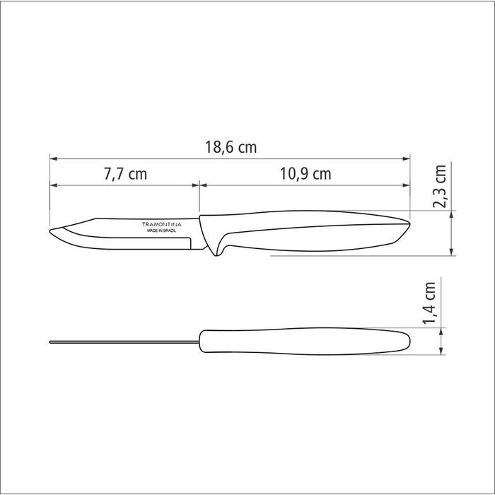 Tramontina Cuchillo para Legumbres y Frutas Plenus Negro Hoja 7.7 cm
