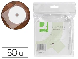 Q-connect Sobre para CD/DVD de polipropileno con solapa, pack de 50 unidades