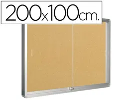 Q-connect Vitrina de anuncios marco de aluminio 1000 x 2000 mm con fondo de corcho