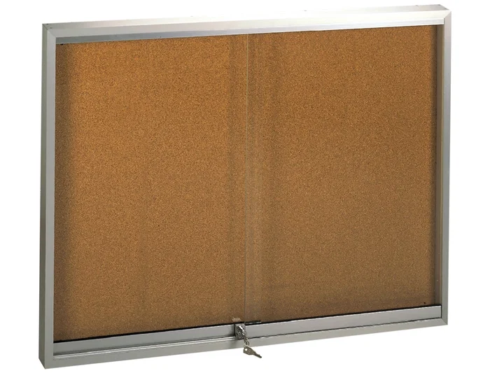 Q-connect Vitrina de anuncios marco de aluminio 1000 x 2000 mm con fondo de corcho