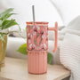 QUOKKA Taza Termo 720ml Acero Inoxidable Umi Floral Coral con Base de Silicona