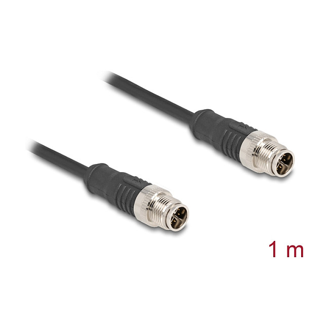 DeLOCK Cable de red M12 codificado X 8 pin macho a macho 1 m Negro DeLOCK Cable de red M12 codificado X 8 pin macho a macho 1 m Negro