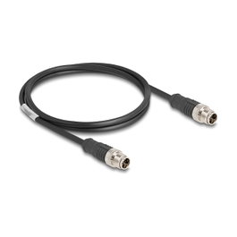 DeLOCK Cable de red M12 codificado X 8 pin macho a macho 1 m Negro