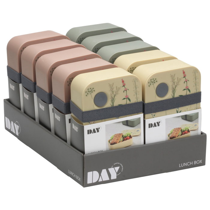 Day Fiambrera 1 L con Divisor Móvil y Banda Elástica de Cierre, 19x11x6 cm, Colores Surtidos