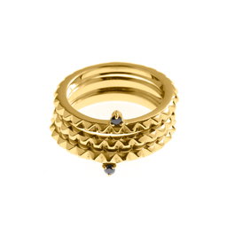 Police Anillo de Acero Inoxidable Dorado Talla 56