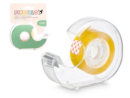 PINCELLO Portacelo y Rollo Adhesivo 27 m x 1,8 cm - Dimensiones del portacelo: 10 x 7.5 x 2.5 cm - Color Amarillo (Set de 48)