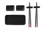 DKD Home Decor Set de Sushi Oriental Negro 7 Piezas. Vajilla de Gres y Bambú Apta para Microondas y Lavavajillas
