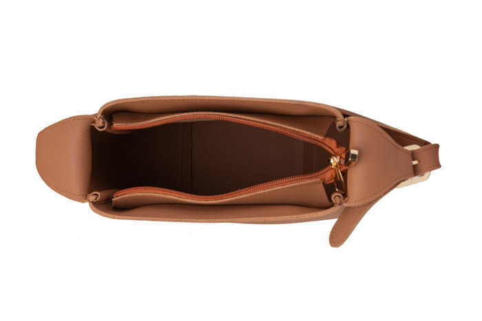 Lucky Bees 1297 Bolso de Cuero de Polivinilo Bronceado para Mujer, Elegante y Versátil, 22x11x19 cm Lucky Bees 1297 Bolso de Cuero de Polivinilo Bronceado para Mujer, Elegante y Versátil, 22x11x19 cm