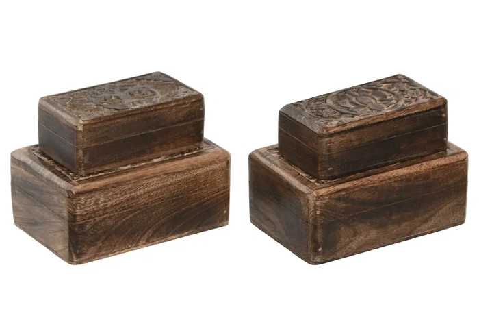 DKD Home Decor Set de 2 Joyeros de Mango Árbol de la Vida DKD Home Decor Set de 2 Joyeros de Mango Árbol de la Vida