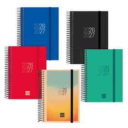 FINOCAM Pack de 9 Agendas Escolares 2026-27 Catalan con Espiral y Tapa de PP