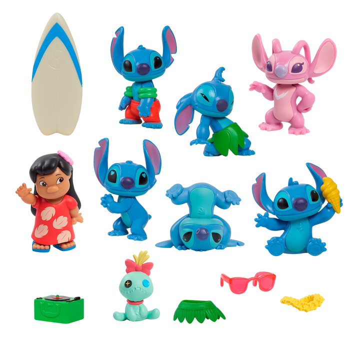 Lilo & Stitch Pack de 8 Minifiguras Stitch Deluxe Figure Set 7 cm Lilo & Stitch Pack de 8 Minifiguras Stitch Deluxe Figure Set 7 cm