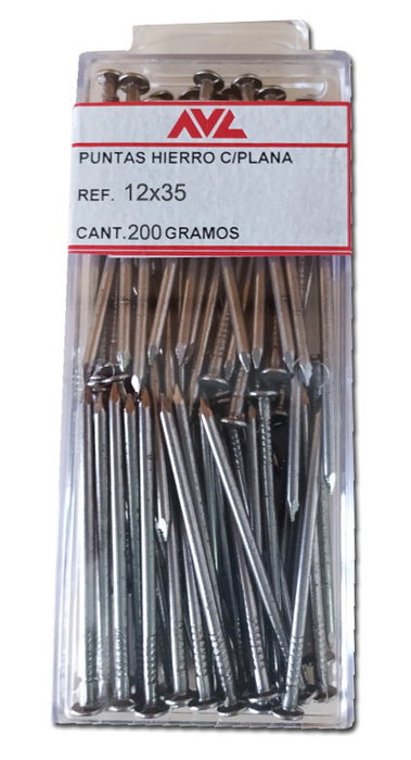 Punta puntilla hierro con plana 35x12 mm 200 gr blíster Punta puntilla hierro con plana 35x12 mm 200 gr blíster