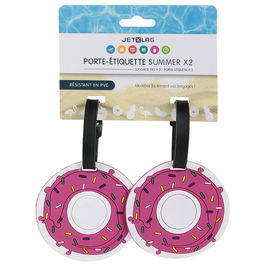 Jet Lag Juego de 2 Portaetiquetas para Maleta con Diseños Variados (Donut, Flamenco, Unicornio, Piña, Sandía)