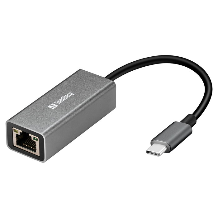 Sandberg USB-C Gigabit Network Adapter Aluminium/White Sandberg USB-C Gigabit Network Adapter Aluminium/White