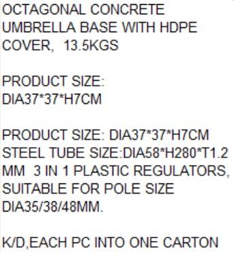 DKD Home Decor Base para Parasol de Jardín y Terraza en Negro, de Cemento y Plástico de Alta Densidad, Ajustable para Diámetros 35/38/48 cm, 37x39x37 cm