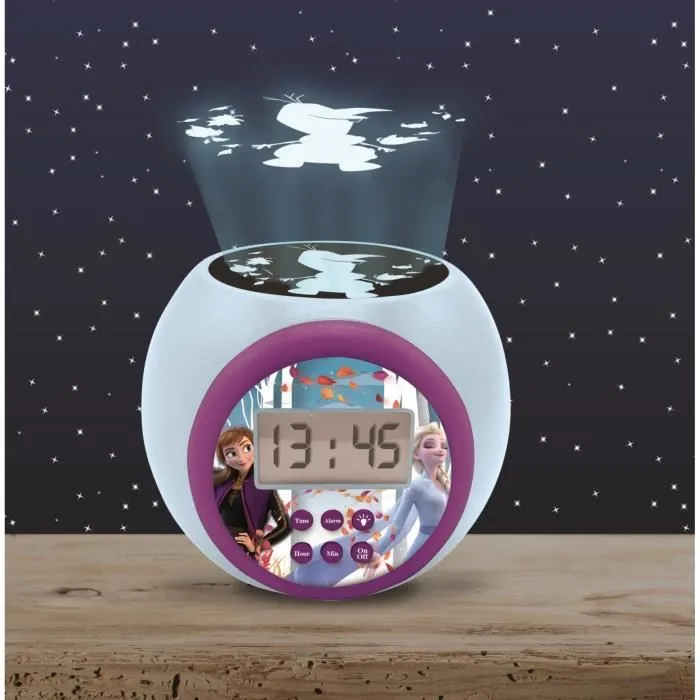 Lexibook Reloj Despertador Proyector de la Reina de las Nieves con Olaf y Función de Temporizador