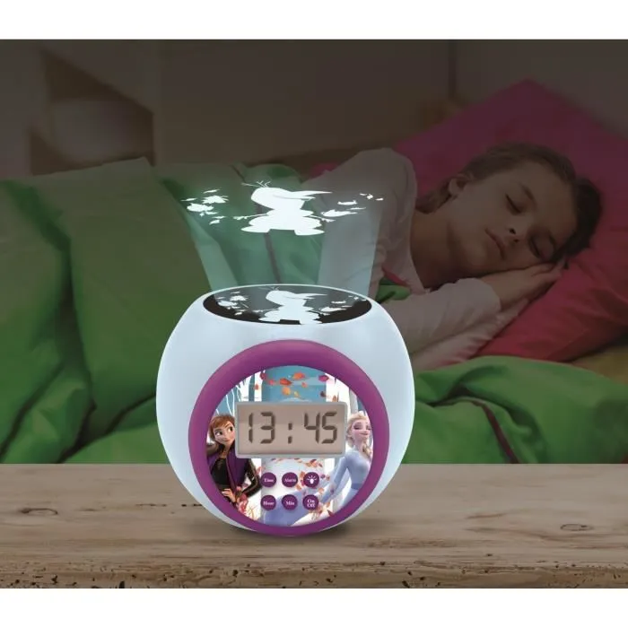 Lexibook Reloj Despertador Proyector de la Reina de las Nieves con Olaf y Función de Temporizador