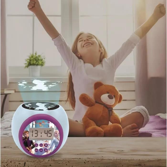 Lexibook Reloj Despertador Proyector de la Reina de las Nieves con Olaf y Función de Temporizador
