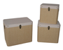 DKD Home Decor Baúl Tradicional Set de 3 Piezas, Beige Natural, 40 x42 x42 cm