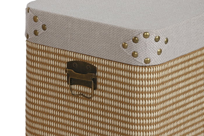 DKD Home Decor Baúl Tradicional Set de 3 Piezas, Beige Natural, 40 x42 x42 cm DKD Home Decor Baúl Tradicional Set de 3 Piezas, Beige Natural, 40 x42 x42 cm