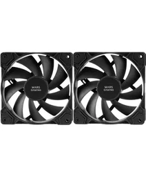 Mars Gaming MF-PWMX2 - Kit de 2 Ventiladores para PC PWM 120mm, 12 cm, Rodamiento de Fluido Dinámico FDB, Antivibraciones, Silencioso, Negro