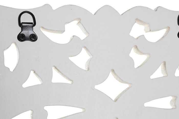 DKD Home Decor Decoración de pared MDF Espejo 90x90 Blanco Desgastado