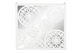 DKD Home Decor Decoración de pared MDF Espejo 90x90 Blanco Desgastado