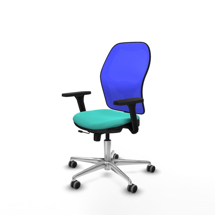 PIQUERAS Y CRESPO Silla de oficina Jorquera con mecanismo Sincro/Traslack, Turquesa y Azul