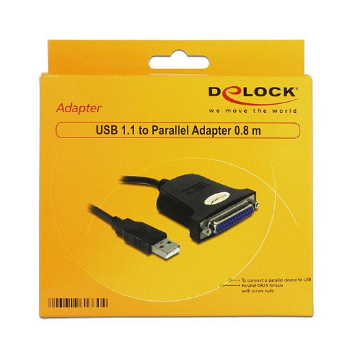 DeLOCK Adaptador USB 1.1 a paralelo con conector DB25 y cable de 0,8 m DeLOCK Adaptador USB 1.1 a paralelo con conector DB25 y cable de 0,8 m