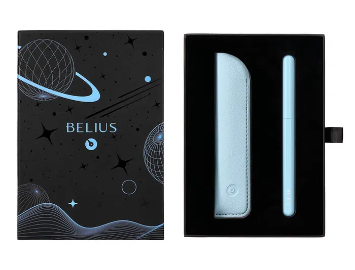 Belius Space B Pluma y funda de similpiel azul tinta azul caja de diseño minimalista