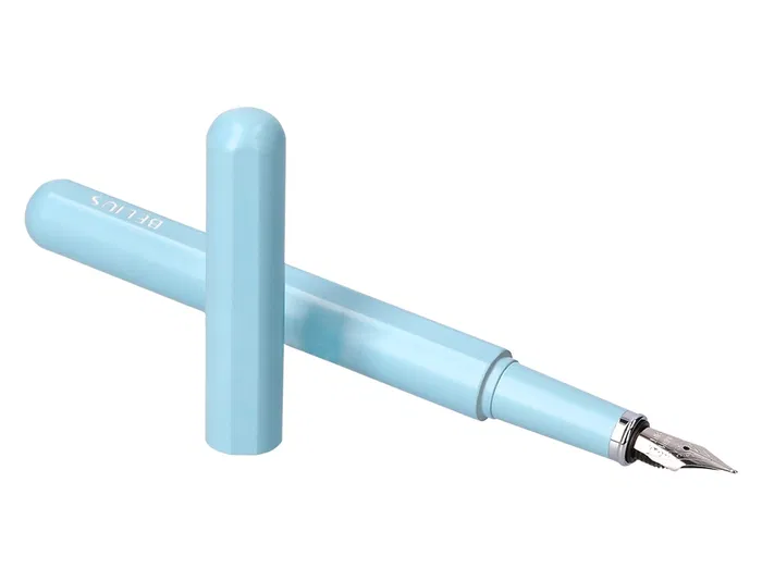 Belius Space B Pluma y funda de similpiel azul tinta azul caja de diseño minimalista