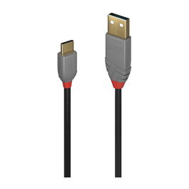 LINDY 36888 Cable USB 2.0 Tipo A/C Macho/Macho Anthra Line, Negro/Gris, 3 Metros