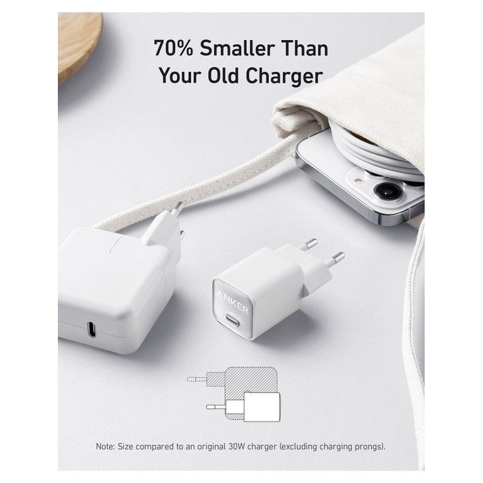 Anker 511 Nano 3 Cargador de Pared USB-C 30W Blanco