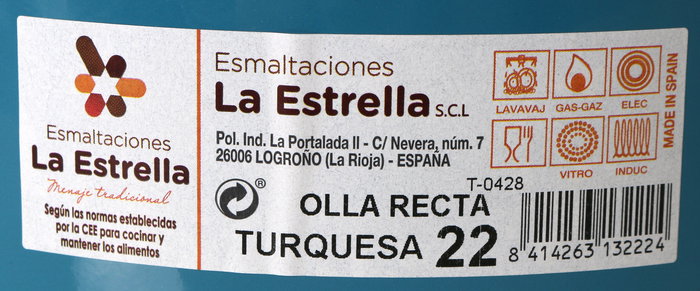 La Estrella Olla Recta con Tapa Turquesa 22 cm (6 Unidades)