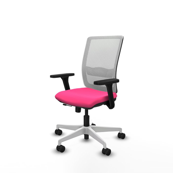 PIQUERAS Y CRESPO Silla de oficina Haches Rosa y Blanco con brazos 3D