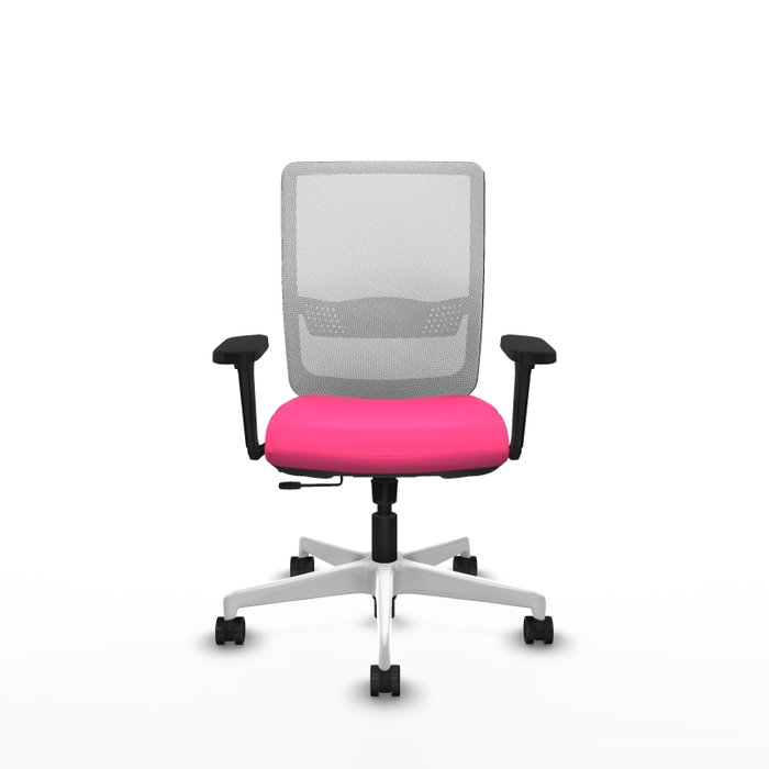 PIQUERAS Y CRESPO Silla de oficina Haches Rosa y Blanco con brazos 3D
