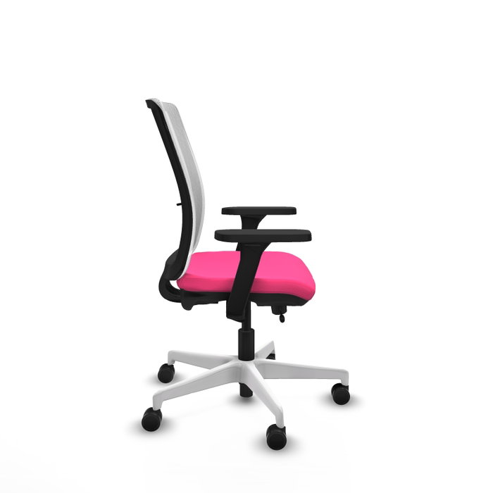 PIQUERAS Y CRESPO Silla de oficina Haches Rosa y Blanco con brazos 3D