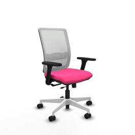 PIQUERAS Y CRESPO Silla de oficina Haches Rosa y Blanco con brazos 3D