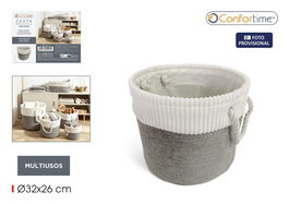 Inde Cesta de Almacenaje Redonda 32x26 cm para Organización del Hogar - Color Natural (12 Unidades)