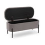 Versa Pie de Cama Tapizado Gris Oscuro Lino y Madera 95x36x43 cm