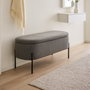 Versa Pie de Cama Tapizado Gris Oscuro Lino y Madera 95x36x43 cm